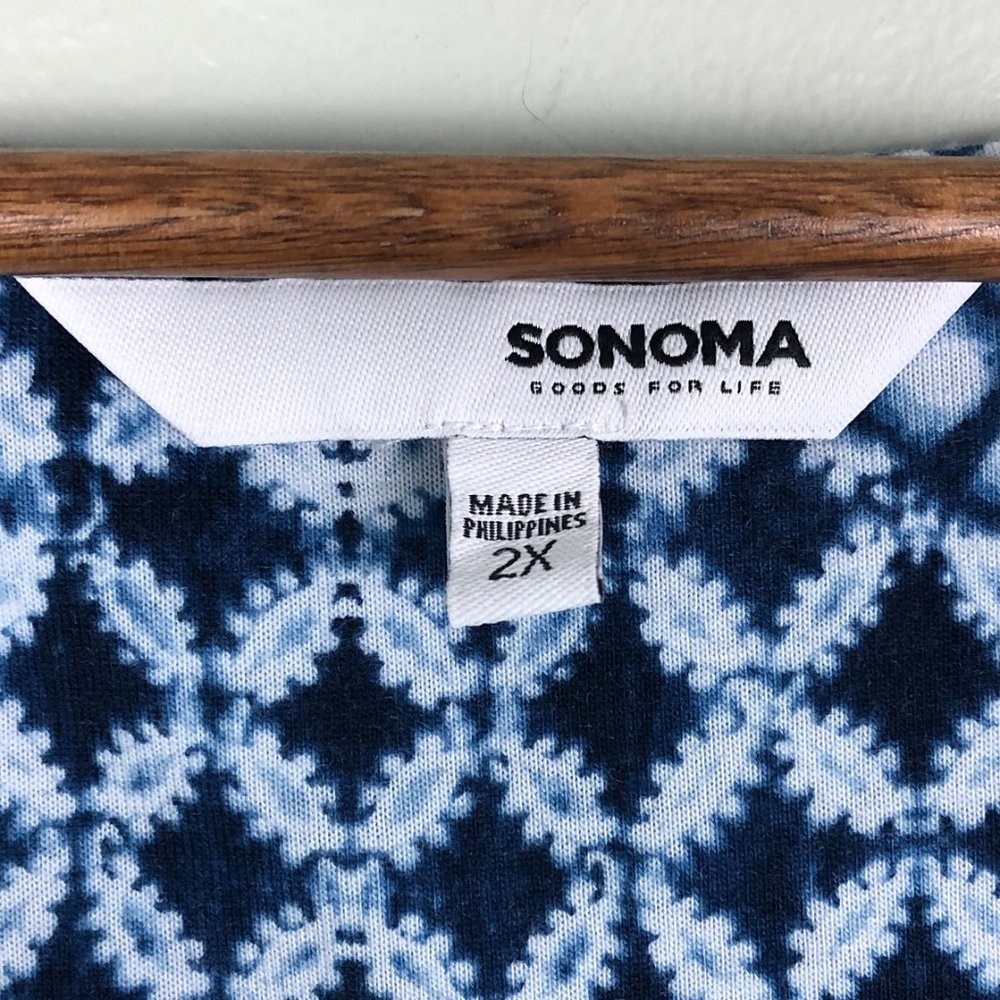 Sonoma Navy & White Shibori Print High Low Dress - Picture 5 of 7